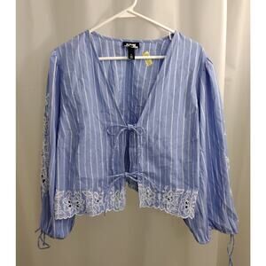 Future Collective Long Sleeve Poplin Blouse, size XL